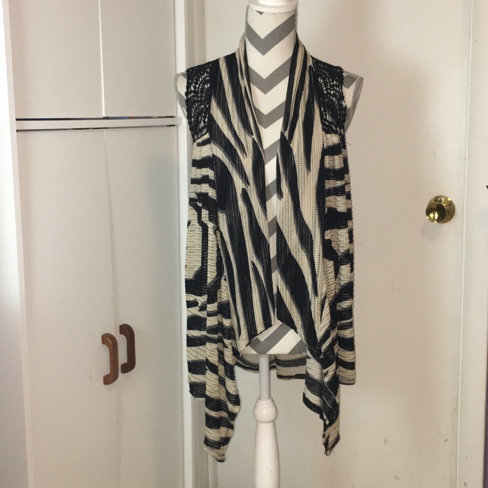 Multiples | Open Front Waterfall Lace Cardigan - image 2